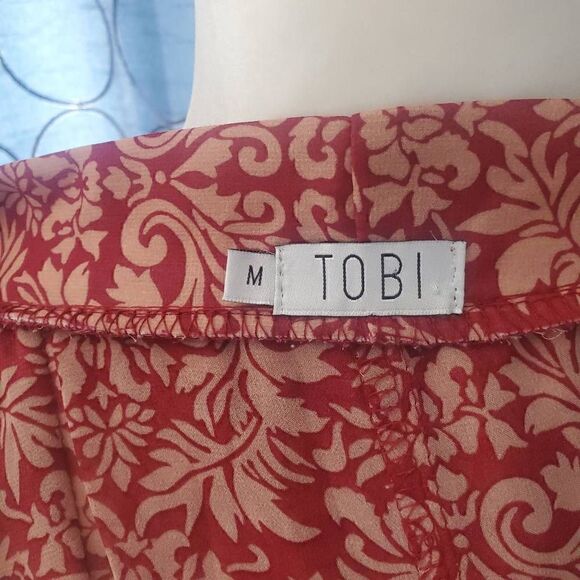 TOBI maroon and cream sheer cardigan shawl - Picture 9 of 10